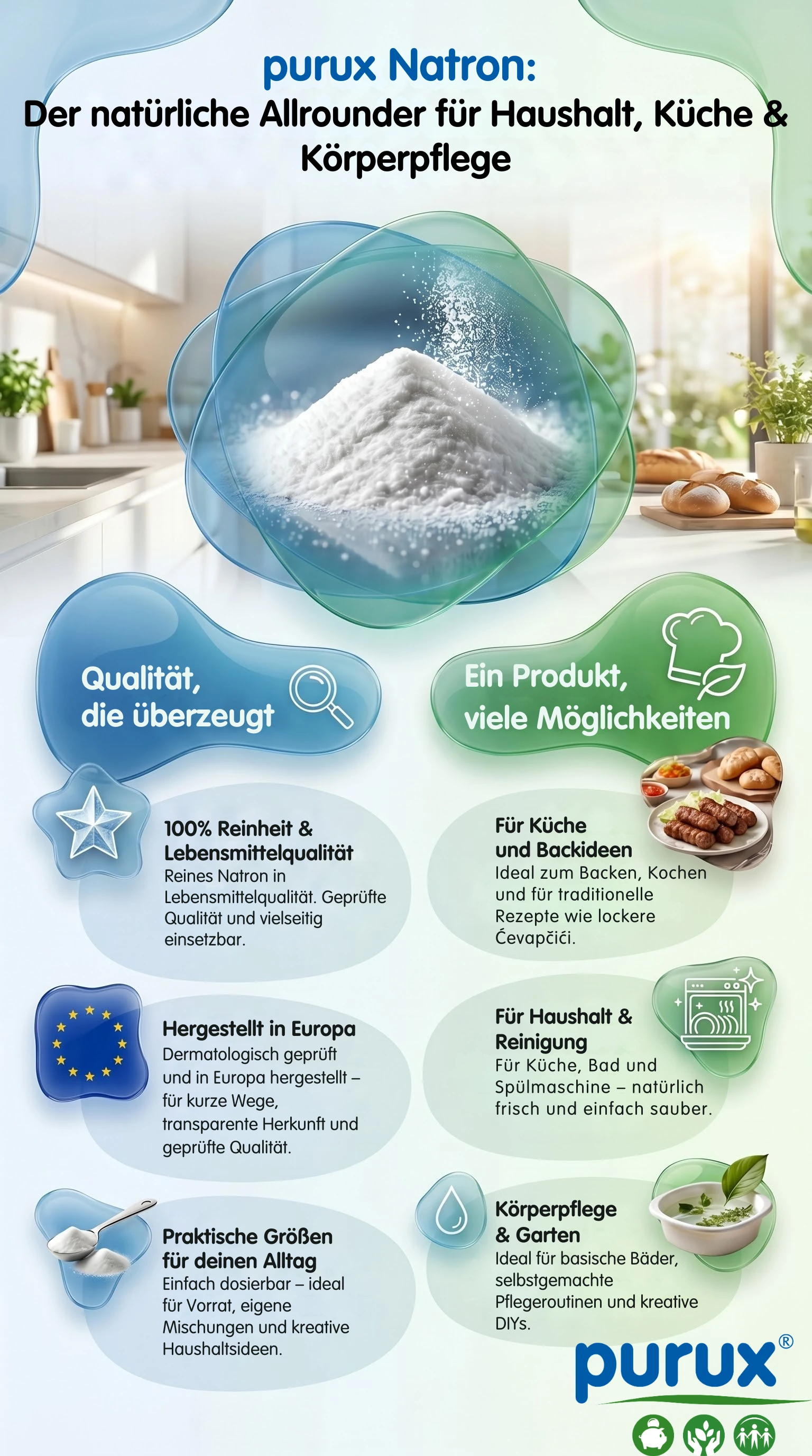 Backpulver, Weißes Pulver, Küche, Haushalt, Lebensmittelqualität